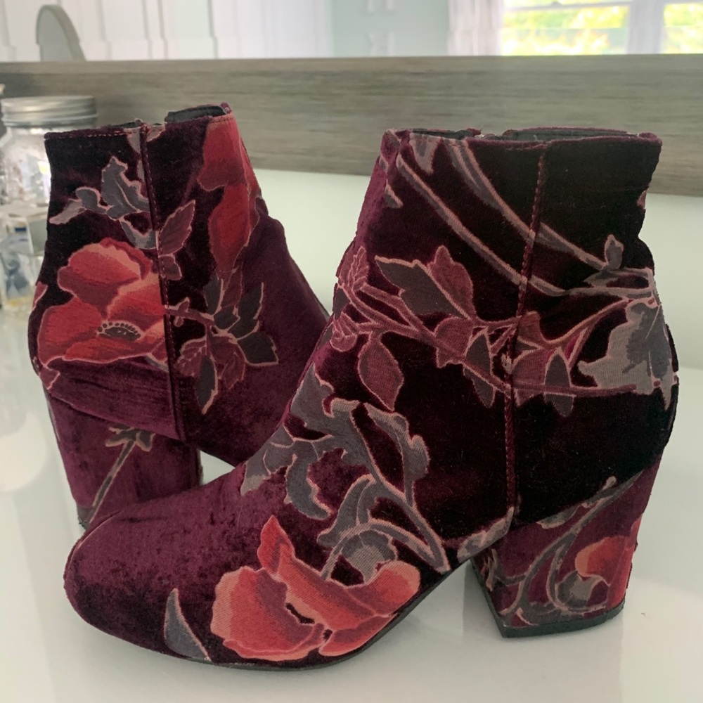 Maroon Floral Booties